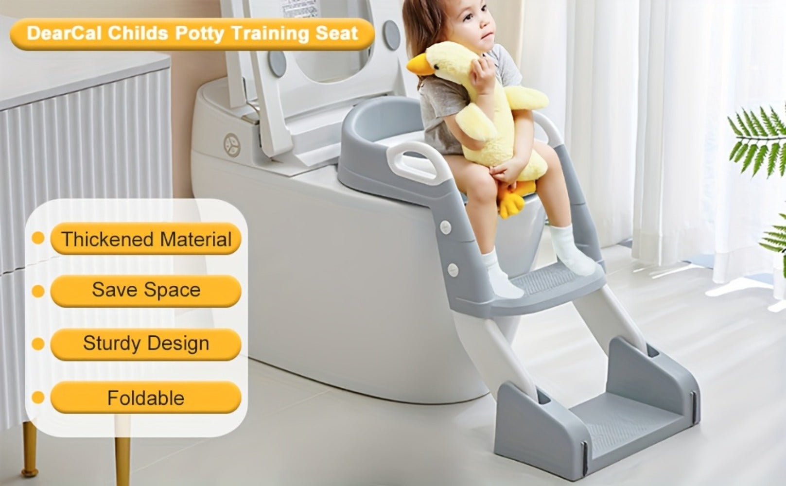 Potty Training Seat with Step Ladder 2-in-1 Toddler Toilet Seat & Stool - Foldable Kids Potty Chair with Splash Guard, Anti-Slip Pads & Handles for Boys Girls