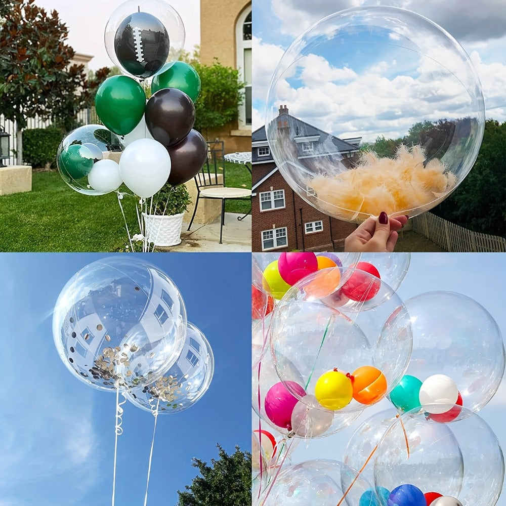 Clear Helium Balloons 10-Pack | Transparent Party Balloons 18¡± 20¡± 24¡± 36¡± for Weddings Birthdays Christmas Halloween Mardi Gras Celebrations ¨C Helium Ready with Sturdy Neck & Base