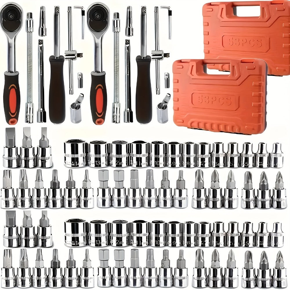 Premium Stainless Steel Repair Tool Kit 55/82/94/121PCS ¨C Complete Automotive & Home Repair Set | Multi-Function Hand Tools | No Charging Required | Easy to Use | Perfect Gift for Men