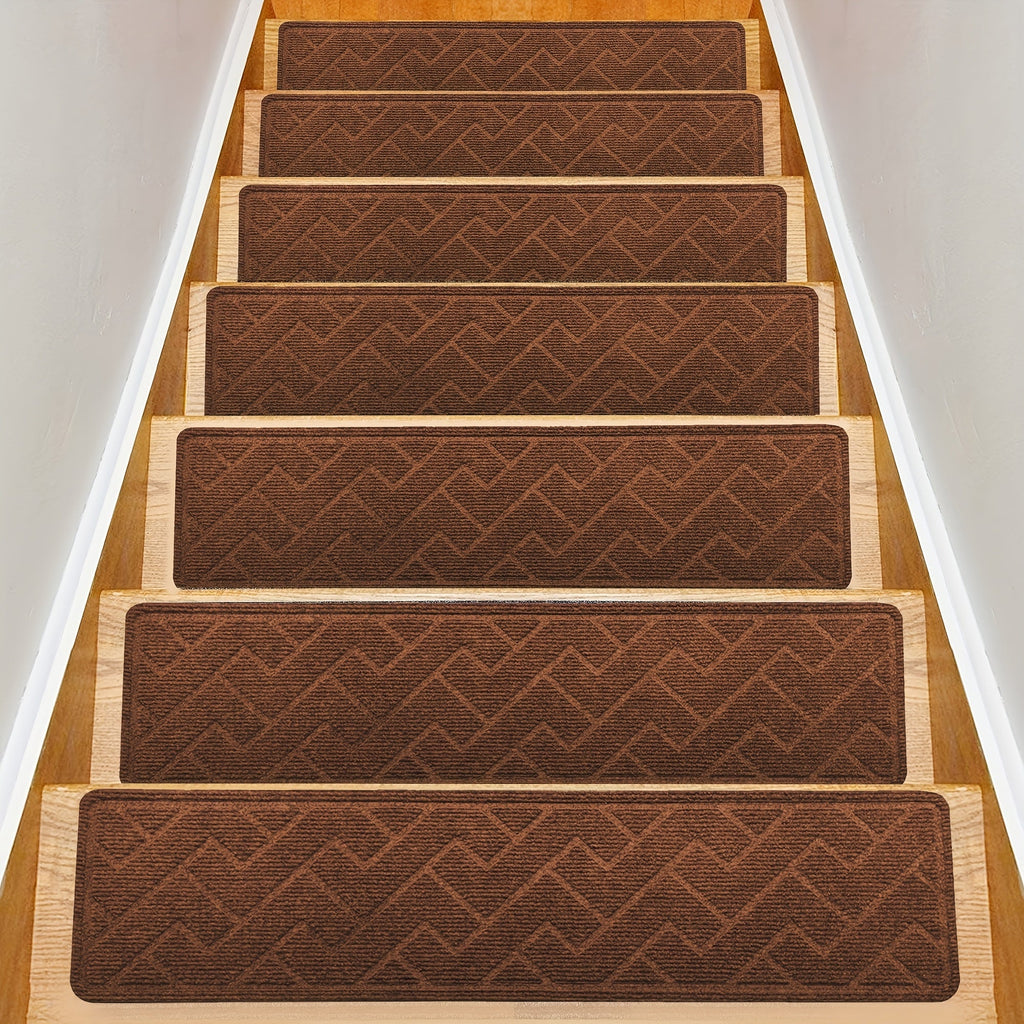 Non-Slip Stair Treads 15pcs 8¡±x30¡± Self-Adhesive Carpet Pads for Wooden Steps ¨C Washable Polyester Indoor Stair Mats for Safety, Anti-Slip Step Covers in Multiple Colors