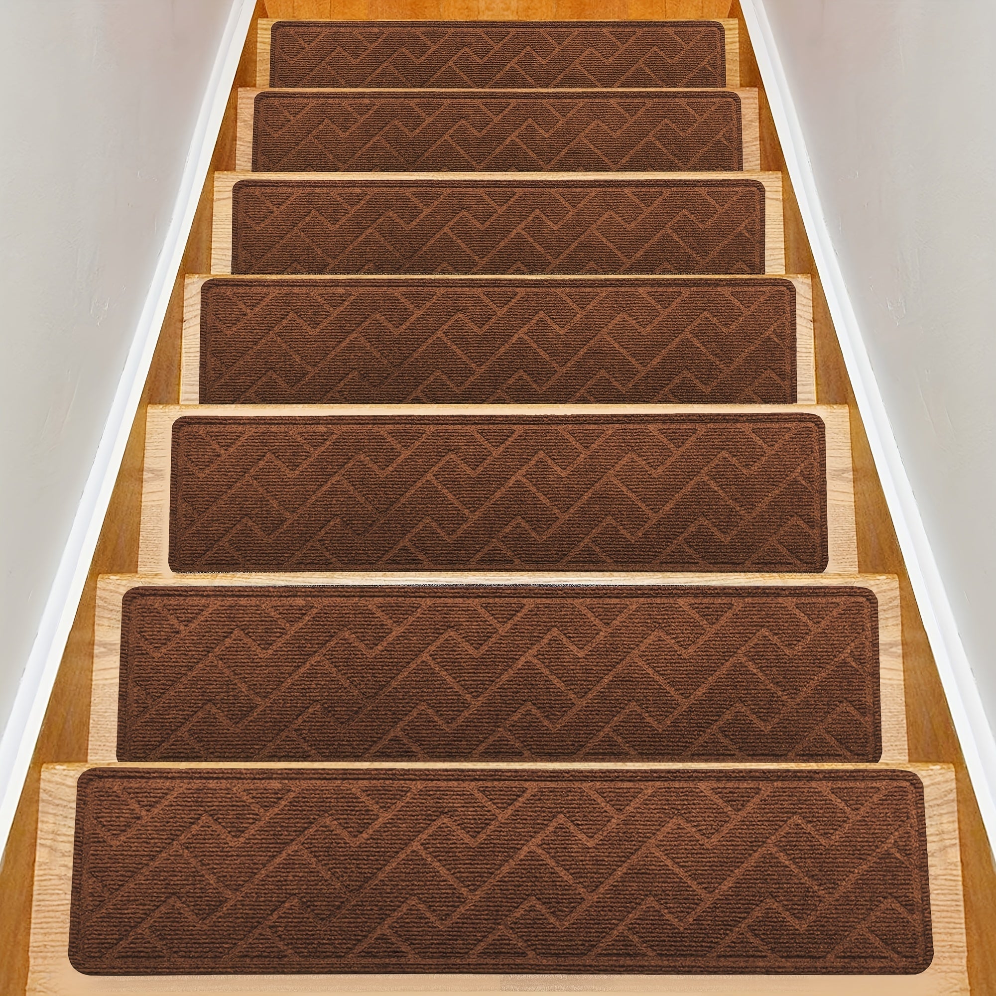 Non-Slip Stair Treads 15pcs 8¡±x30¡± Self-Adhesive Carpet Pads for Wooden Steps ¨C Washable Polyester Indoor Stair Mats for Safety, Anti-Slip Step Covers in Multiple Colors