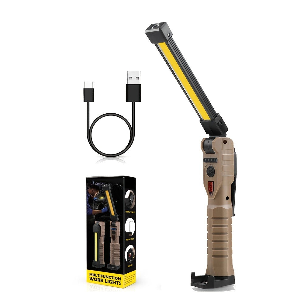 COB LED Work Light Magnetic Base Rechargeable USB 20000 Lumens 7 Modes 180¡ã Rotation Portable Hanging Flashlight with Built-in Battery Power Bank Function for Workshop Garage Car Repair 1/2/4 Pack