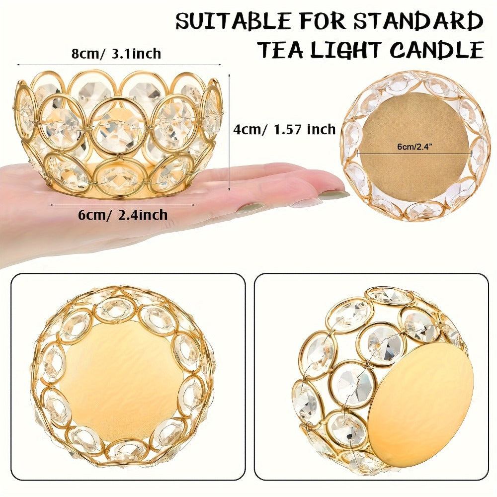 Tea Light Candle Holders Set of 20 ¨C Crystal Bowl Votive Holders for Wedding Centerpiece, Dining Table, Home Decor & Party ¨C Gold & Silver Glass Tealight Cups