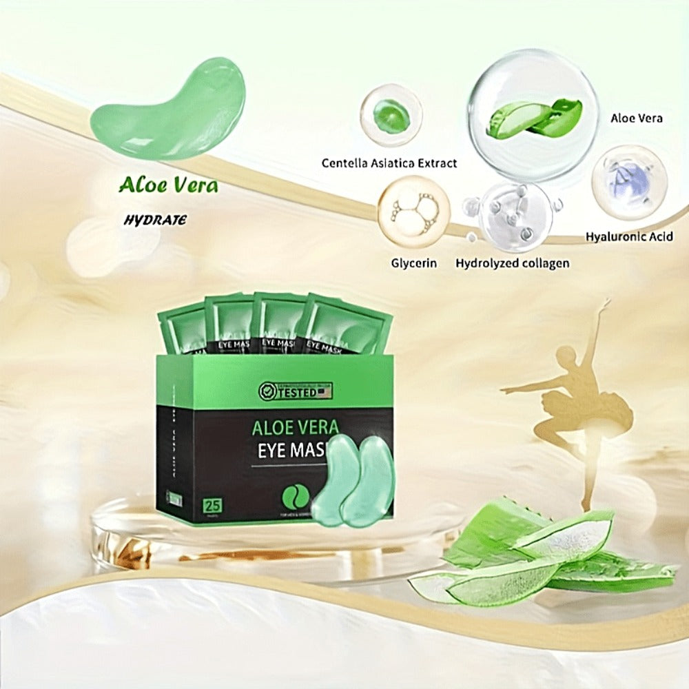 Under Eye Patches 25 Pairs ¨C Aloe Vera & Collagen Eye Mask for Dark Circles, Puffiness & Deep Hydration, Hyaluronic Acid, Plant Extracts, Sulfate-Free, All Skin Types, Daily Skincare for Women & Men