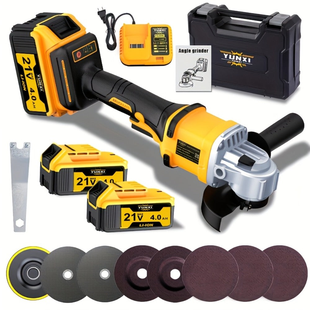 Cordless Angle Grinder - Rechargeable Polishing Machine with Lithium-Ion Battery, Fast Charger & Complete Accessories Kit, Variable Speed for Cutting, Grinding, Polishing & Sanding, Multi-Use Power Tool