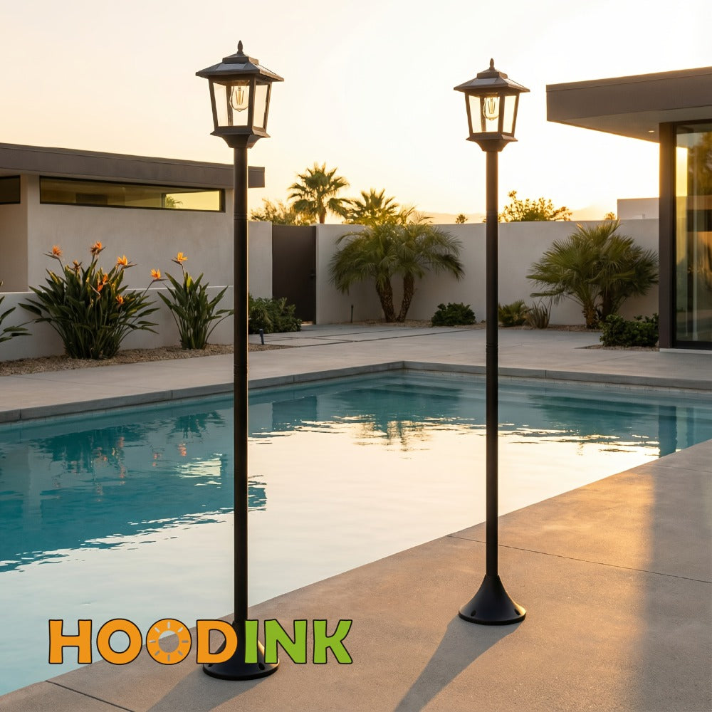 Solar Outdoor Lamp Post Pole Lights 2-Pack Built-in Lithium Battery Auto On Off Waterproof Garden Pathway Yard Porch Driveway Landscape Lighting