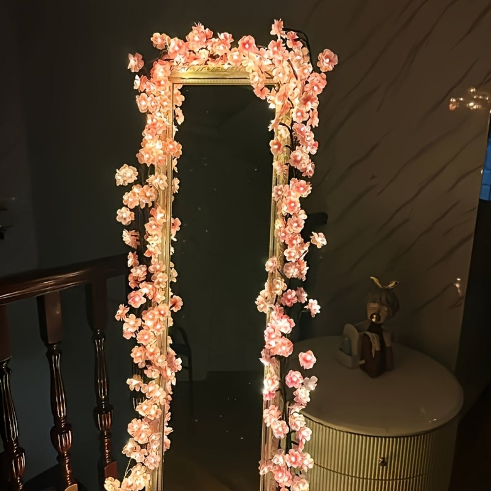 Cherry Blossom Tree Light 48 LED Artificial Flower Branch Lamp Bedroom Wall Decor Atmosphere Night Light for Wedding Party Restaurant Prom Christmas Home Holiday Novelty Lighting 62.99 inch