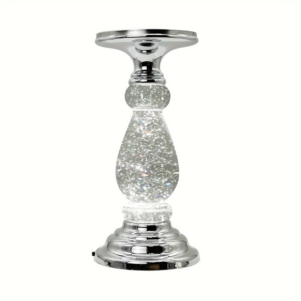 LED Swirling Candle Holder with On/Off Switch ¨C Polished Acrylic Pedestal Base Fits 3-Wick Candles Up to 4 Inch Silver Gold Centerpiece for Home Decor Wedding Table Holiday Christmas Gift