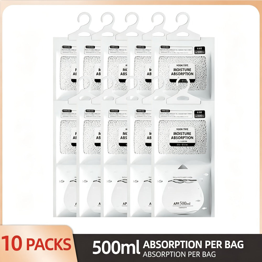 Moisture Absorber Bags 20 Pack Hanging Dehumidifier Bags 90-Day Power-Free Reusable Damp Absorber with Hooks for Wardrobe Bedroom Bathroom Closet