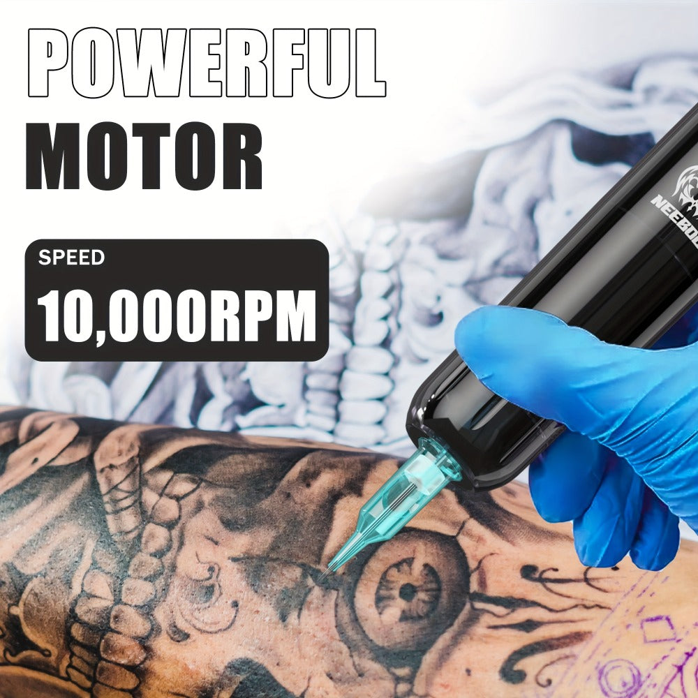 Wireless Tattoo Gun Kit ¨C Neebol Cordless Rotary Tattoo Machine with 2000mAh Battery, 10 Cartridge Needles, 7 Inks, Green Soap & Tattoo Supplies ¨C Portable Beginner & Artist Set