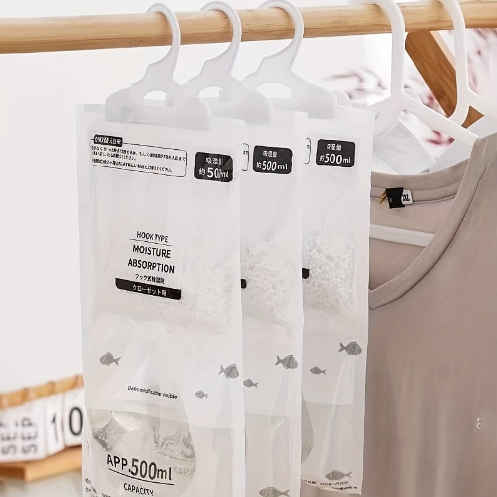 Moisture Absorber Bags 20 Pack Hanging Dehumidifier Bags 90-Day Power-Free Reusable Damp Absorber with Hooks for Wardrobe Bedroom Bathroom Closet