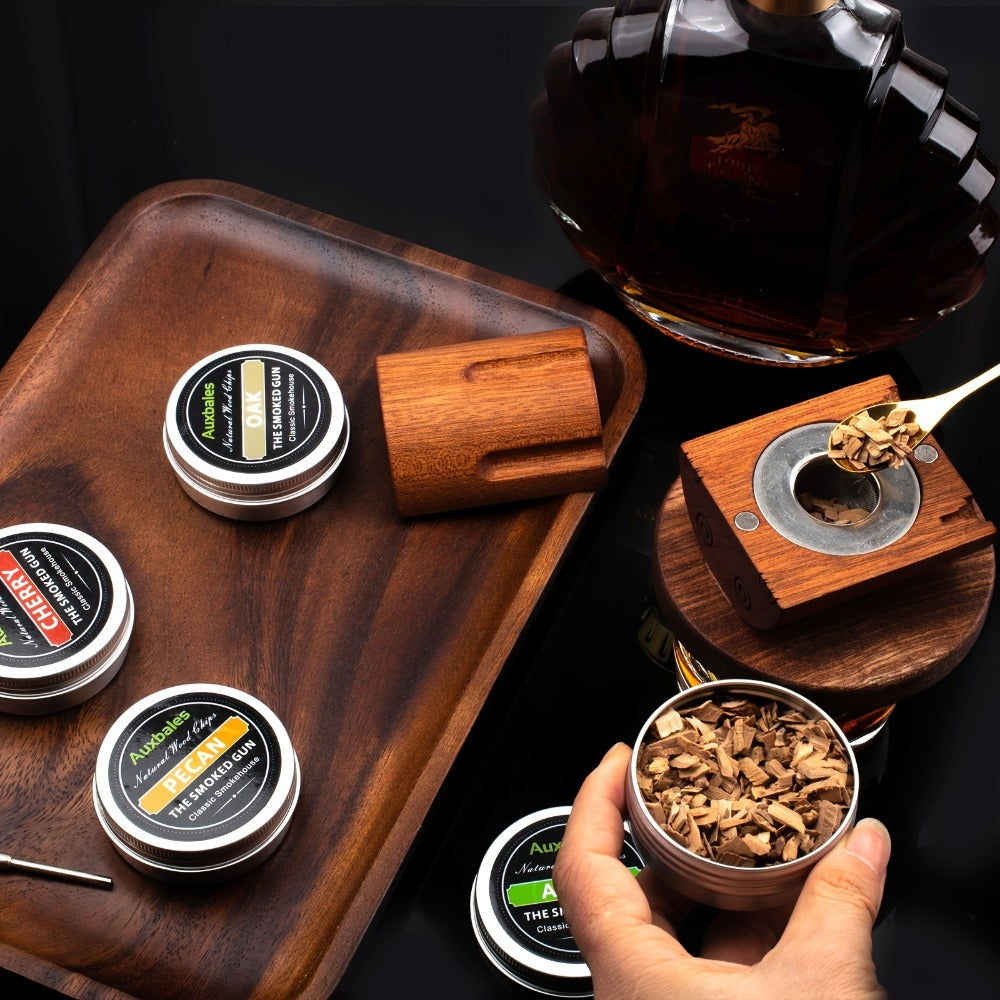 Whiskey Smoker Kit with 4 Wood Chip Flavors & Filters ¨C Cocktail Smoker Set, Whiskey Gifts for Men, Dad, Birthday, Father's Day, Christmas (No Butane)