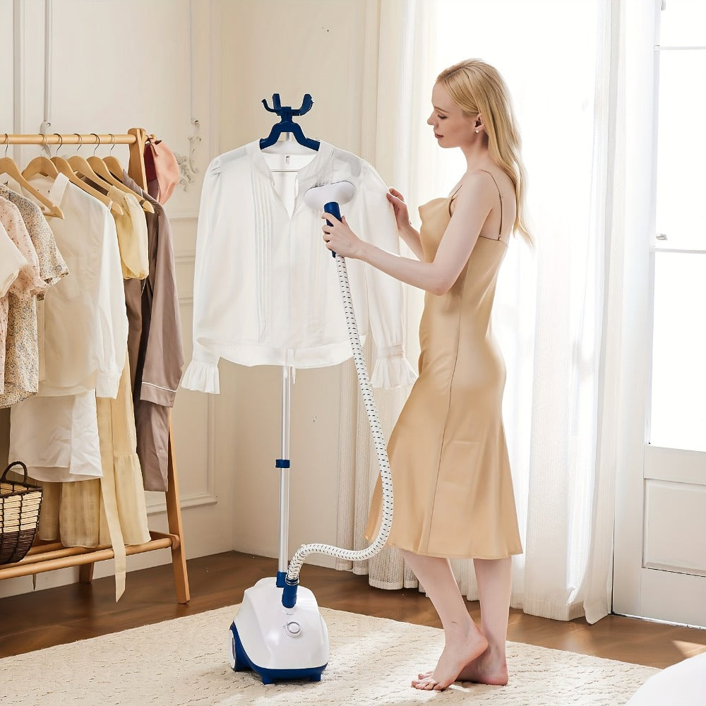 Garment Steamer Hanging Iron Machine 1500W, Vertical Steam Iron with 1.8L Large Water Tank, 60 Min Continuous Steam, 45s Fast Heat-Up, Roll Wheels, Adjustable Handheld Steamer for Clothes Home Commercial