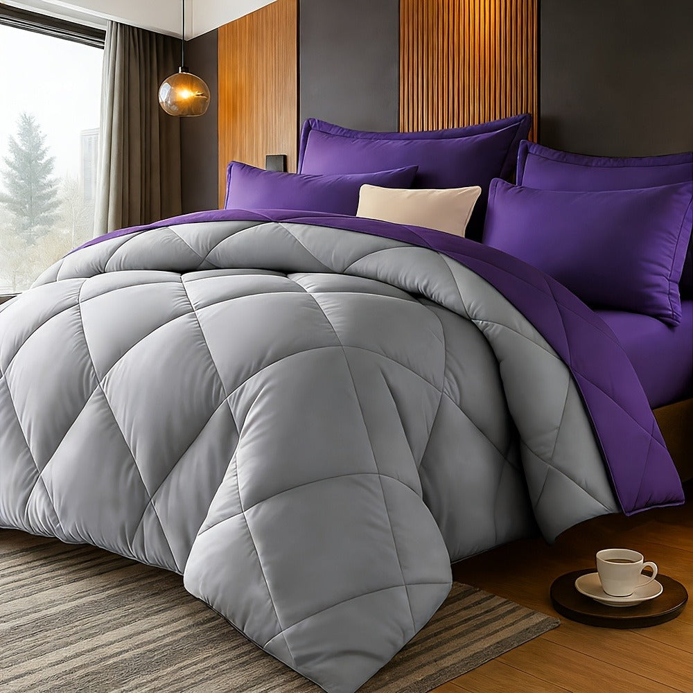 Comforter Set 2/3 Piece - Diamond Grid Quilted Down Alternative Comforter with Pillowcases, Soft Microfiber Breathable All Season Bedding Set, Twin Queen King, Multiple Colors