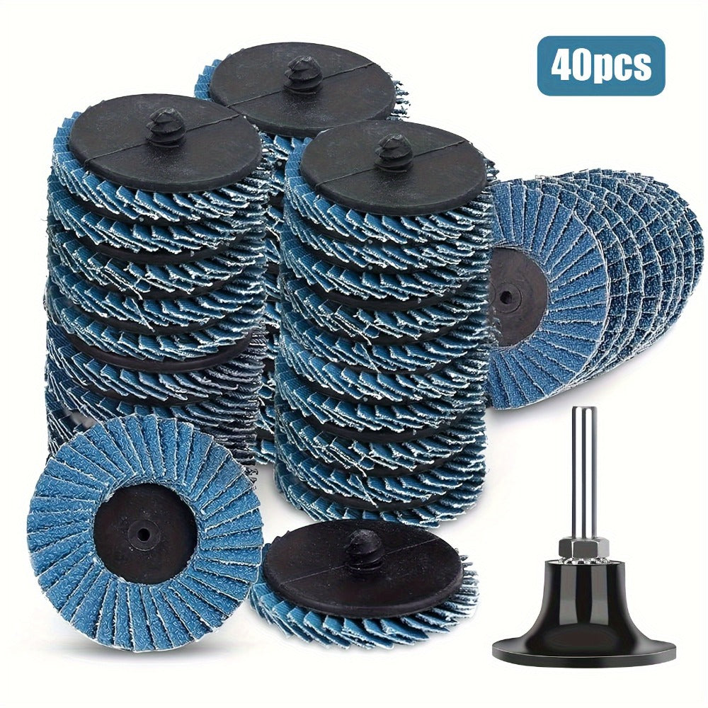Quick Change Sanding Discs 40-Pack 2 Inch with 1/4 Shank Holder ¨C Zirconia Alumina Grinding Discs for Metal Wood Plastic Rust Paint Removal Deburring Polishing Compatible with Die Grinder Rotary Tool
