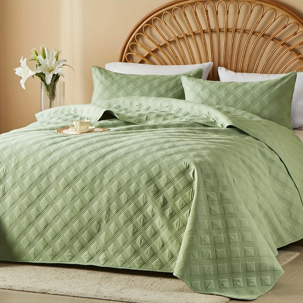 Quilt Set 2-3pcs ¨C Lightweight Microfiber Bedspread Coin Pattern Coverlet All Seasons Twin Full Queen King Cal King