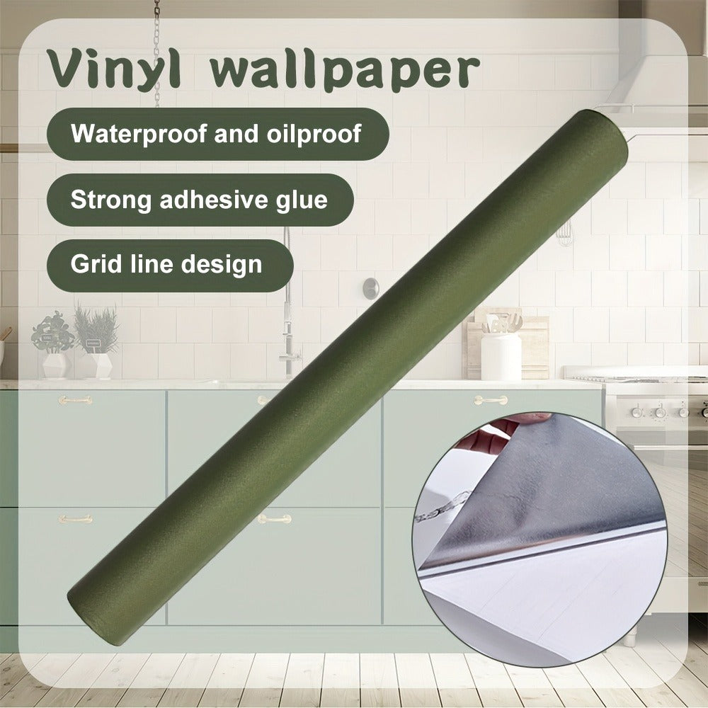 Peel and Stick Wallpaper Textured Matcha Green | Self-Adhesive Contact Paper 23.62¡±x118.1¡± Roll | Removable Wall Covering for Kitchen Bathroom Living Room Bedroom Decor