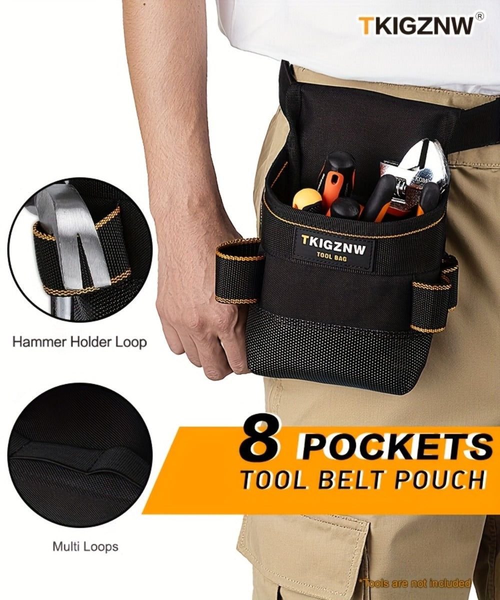 Tool Belt Pouch Heavy Duty Electrician | Adjustable Strap Multi-Compartment Organizer with Zipper | Professional Tool Bag for Plumbers Mechanics Electricians Equipment Storage
