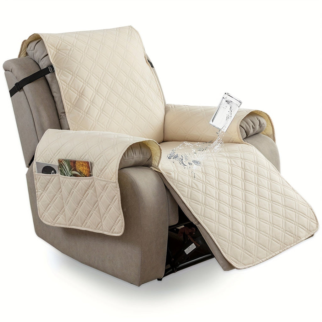 Recliner Chair Cover Waterproof Dual-Layer with Side Pockets Non-Slip Scratch Resistant Machine Washable Pet Protection 11 Colors