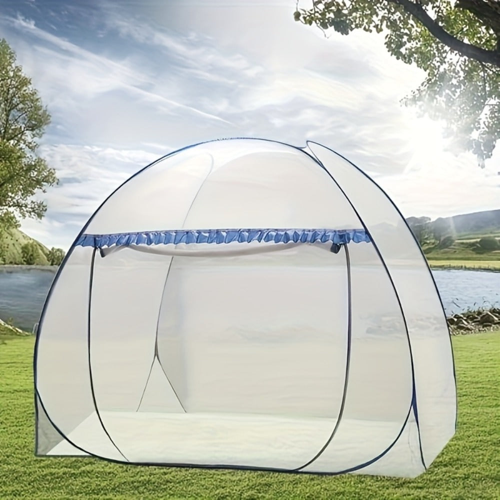 Mosquito Net for Bed Pop Up Bed Canopy 360¡ã Protection Portable Foldable Yurt Mosquito Net with U-Shaped Zipper Ruffled Design Anti-Mosquito Indoor Bedroom Canopy Gray Blue Multiple Sizes