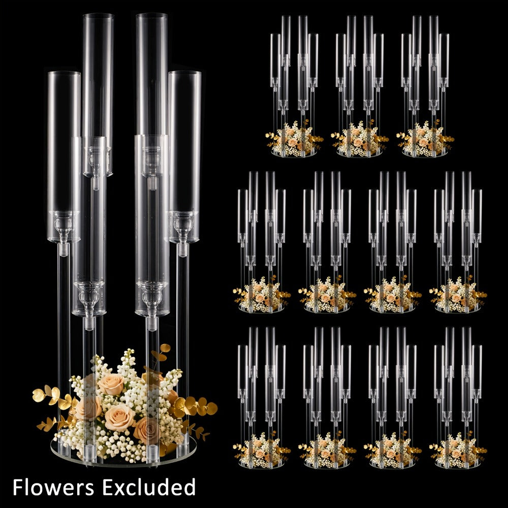 Acrylic Candelabra 6-Arm Candlestick Holder 26.8 Inch Clear Crystal Candle Holders Bulk for Wedding Table Centerpieces, Party Home Decoration, Valentine's Day Anniversary Christmas