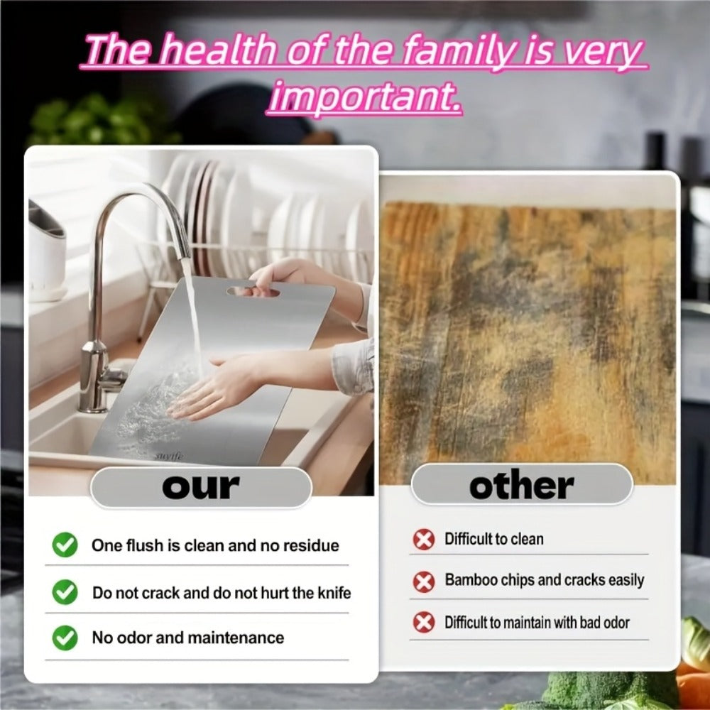 Titanium Cutting Board Set 3-Piece Pure Titanium Kitchen Cutting Boards Large Medium Small ¨C Double-Sided Durable Metal Cutting Board, Antibacterial & Easy to Clean, Professional Kitchen Chopping Board