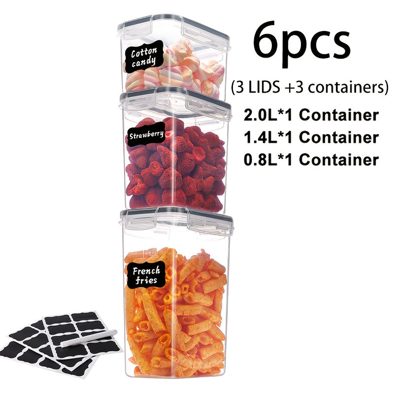 Food Storage Containers with Flip Top Lids - Airtight Plastic Jar Set for Pantry Kitchen Organization, Includes Reusable Labels and Marker, Dishwasher Safe, Available in 6, 12, 14, 20, 48 and 84 Piece Sets for Home Travel and Outdoor Use