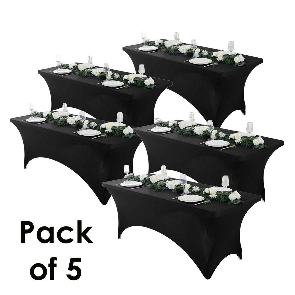 Spandex Tablecloth Stretch Table Cover Fitted Rectangle Table Cloth for Wedding Party Event 3/5pcs White Black