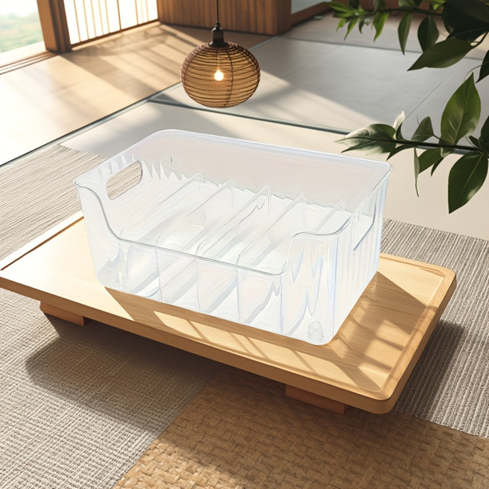 Seasoning Storage Box Transparent Plastic with Adjustable Compartments | Detachable Multi-Function Kitchen Organizer for Spices Snacks Small Items | Large Capacity Refrigerator Countertop Organizer
