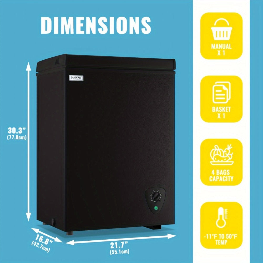 Chest Freezer, Compact Mini Deep Freezer with 7-Level Temperature Control (-11.2¡ãF to 50¡ãF), Low Noise R600a Compressor, Removable Basket ¨C 3.8 Cu Ft Upright Freezer for Dorm, Apartment, Garage & Home Kitchen