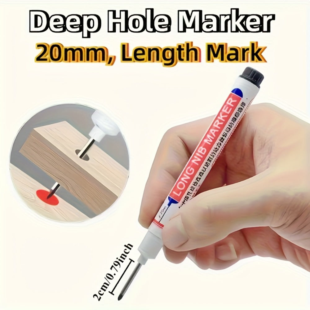 Deep Hole Marking Pens 29 Pack ¨C Long Point Oil-Based Woodworking Markers, Multi-Color Red Blue Black Pencils for Wood, Ceramic, Tile & Bathroom Installation, Carpenter Marking Tool Set
