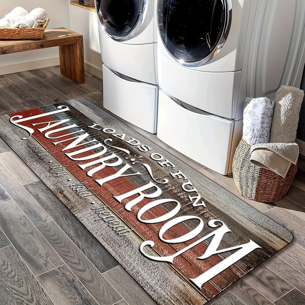 Farmhouse Laundry Room Runner Rug - Non-Slip Washable Retro Kitchen & Bathroom Mat | Anti-Slip Floor Runner for Laundry Room, Kitchen, Bathroom & Entryway | Boho Home Decor Accent Rug Multiple Sizes