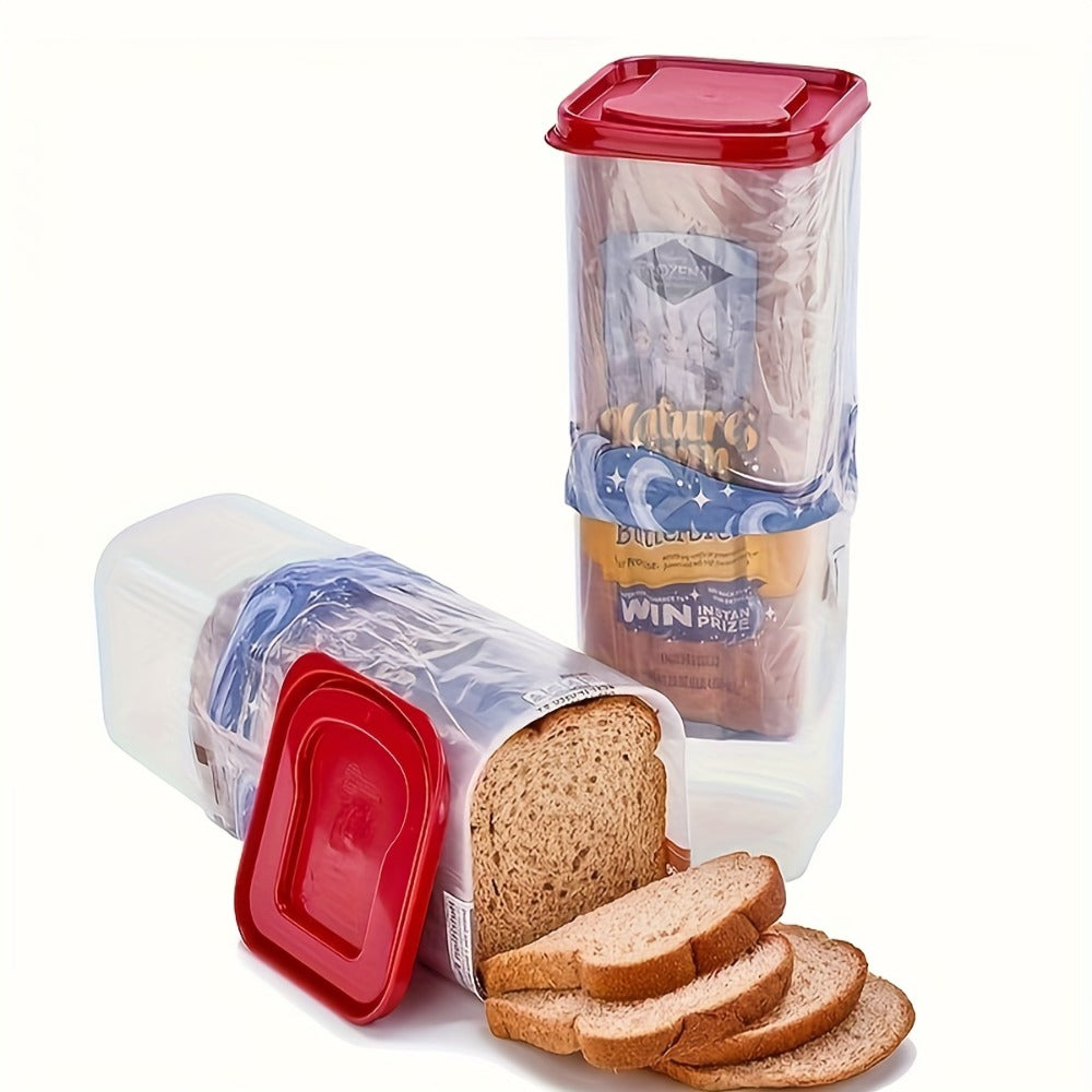 Leak Proof Plastic Food Storage Container with Flip Top Lid ¨C Airtight Sealing Box for Bread, Toast, Fruits & Vegetables, Rectangle Kitchen Organizer