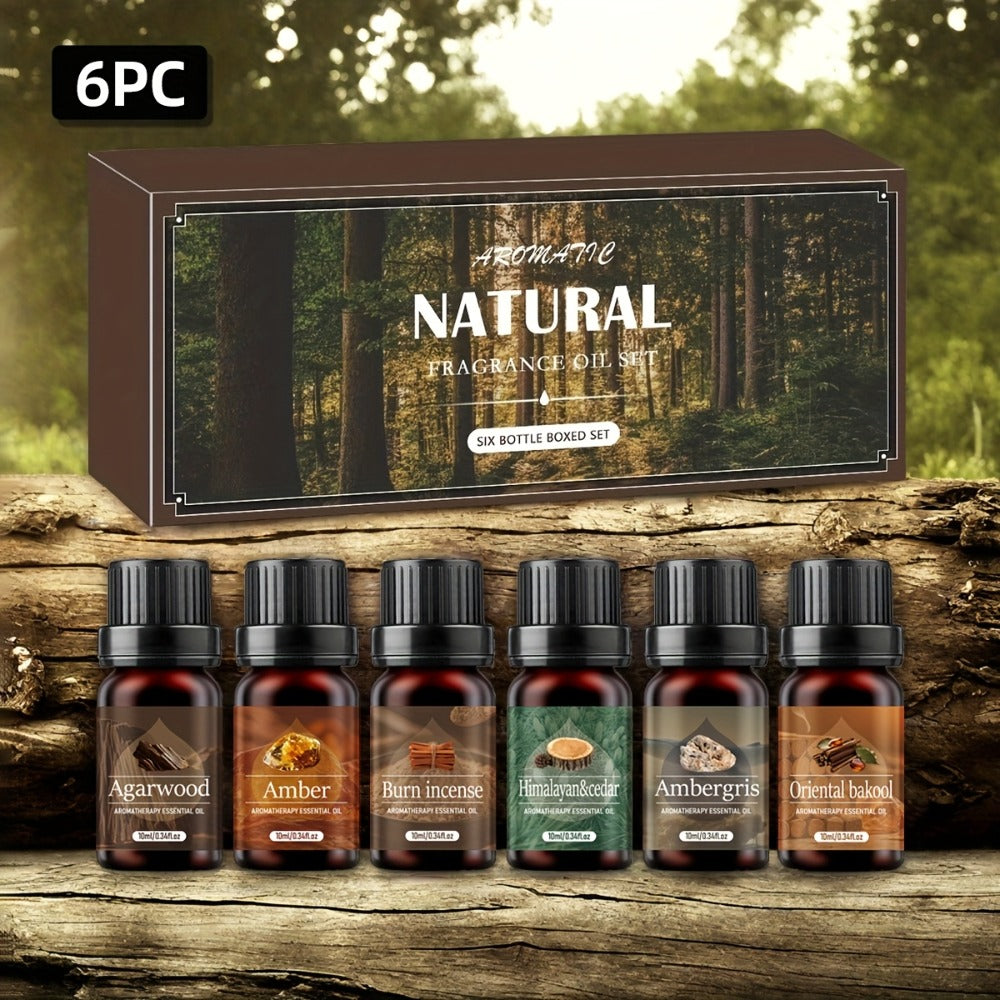 Agarwood Essential Oil Set 6pcs ¨C Luxury Woody Fragrance Blend for Diffuser, Candle, Aroma Stone & Car | Ramadan, Christmas & Holiday Gift