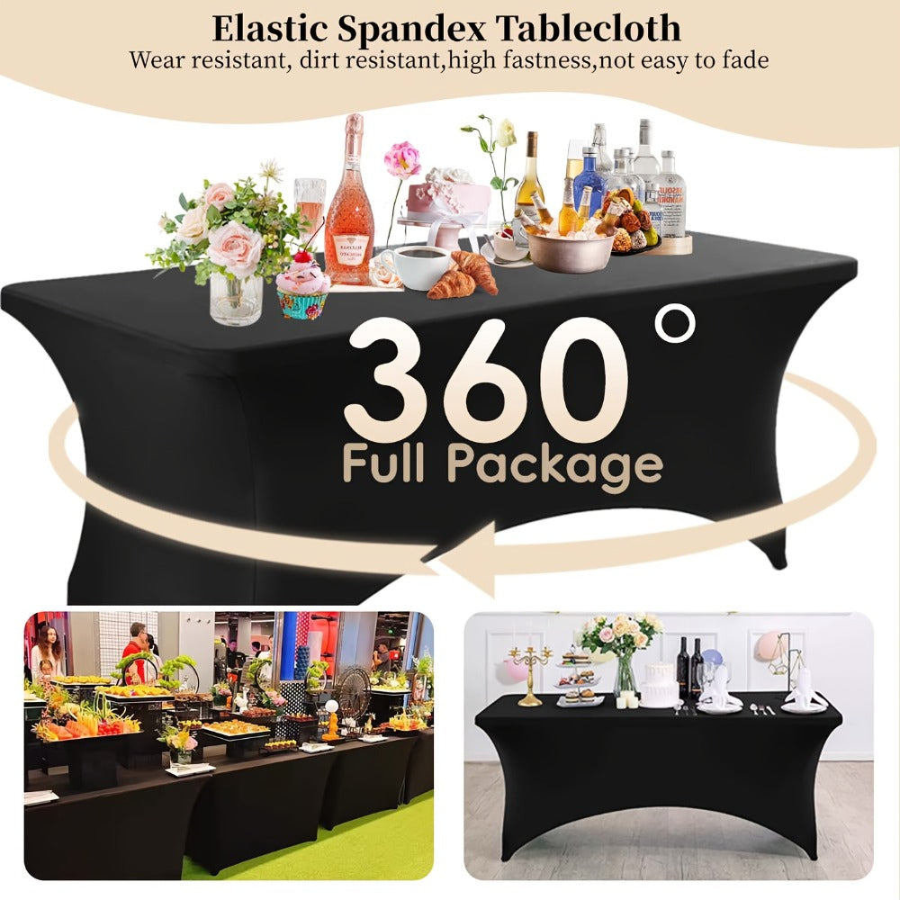 Spandex Tablecloth for 6 ft Rectangle Tables ¨C Elastic Fitted Table Cover for Events, Parties, Weddings & Banquets ¨C Wrinkle-Free Stretch Fabric in Black, White & Red, Indoor & Outdoor Use