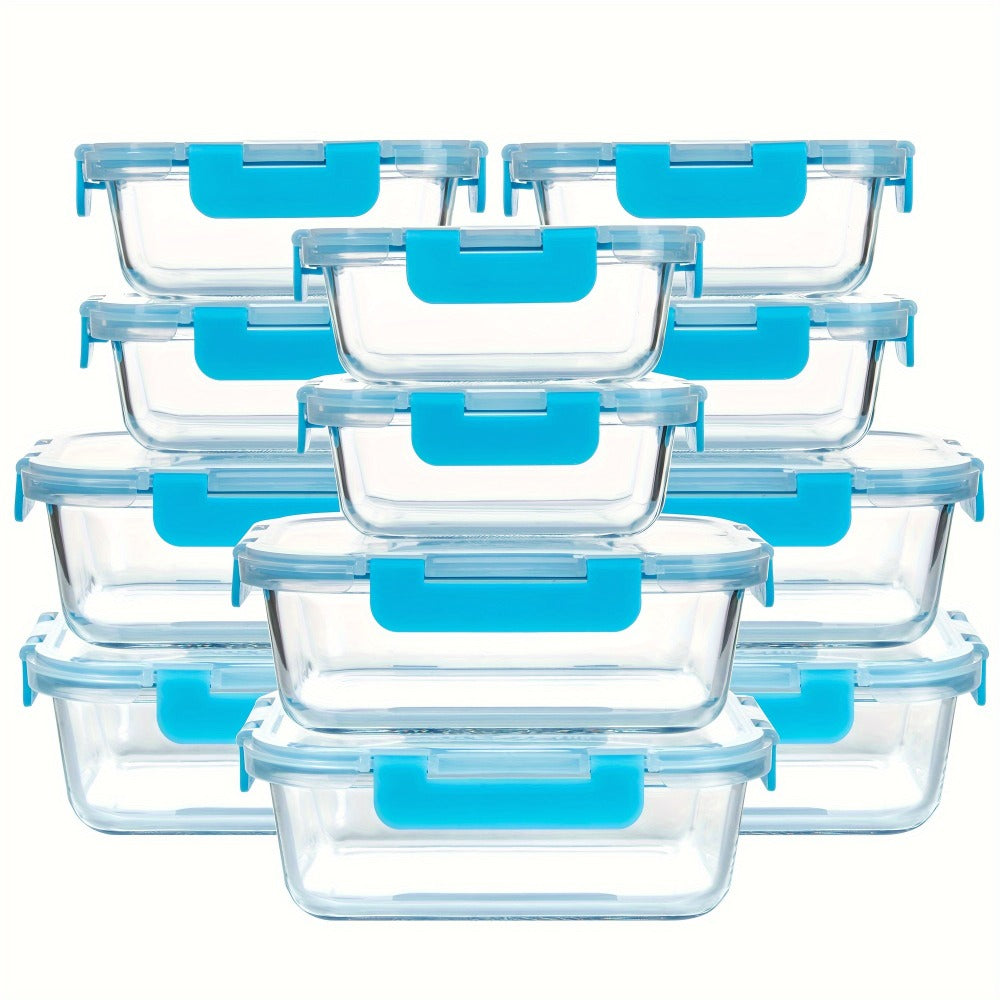 Glass Food Storage Containers with Airtight Lids - Borosilicate Glass Meal Prep Containers Set, Microwave Dishwasher Freezer Safe, BPA Free, Leak Proof Lunch Containers for Kitchen