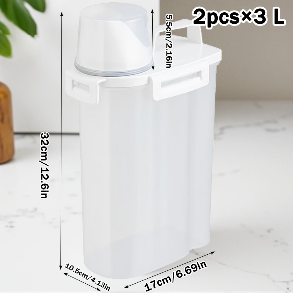 Airtight Food Storage Containers 2/4/6 Pack - BPA-Free 2.5L & 3L Plastic Pantry Bins with Lids, Measuring Cup, Leakproof Seal for Nuts, Flour, Rice, Kitchen Organizer