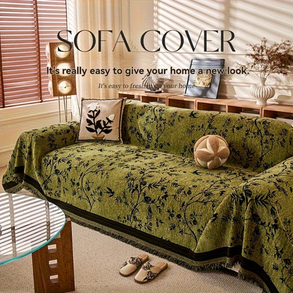 Sofa Cover Chenille Thickened Non-Slip Couch Slipcover Floral Pattern for Living Room Office Pet-Safe All-Season ¡ª 1 2 3 4 Seater Sizes