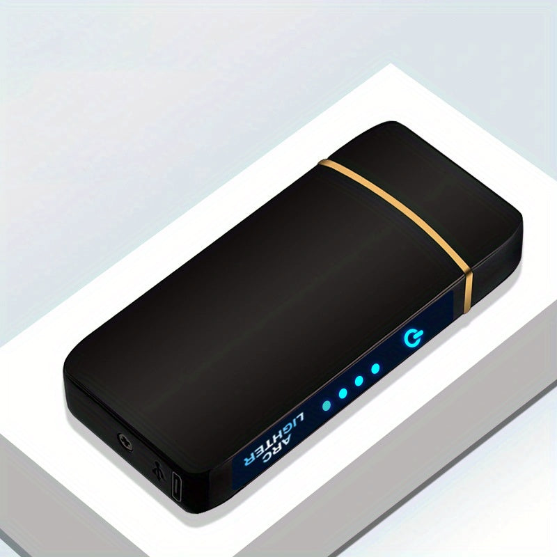 Electric Plasma Lighter USB Rechargeable ¨C Windproof Dual Arc, LED Power Display, Touch Induction | Compact Metal Design for Outdoor Camping, Hiking & Survival | 2 Colors & 6 Styles