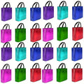 Gift Bags Bulk 24pcs Mixed Colors Glossy Finish | Reusable Shiny Party Favor Bags 8x10x4 in Pink Red Purple Blue Green ¨C Birthday Goodie Bags Christmas Holiday Wedding Baby Shower