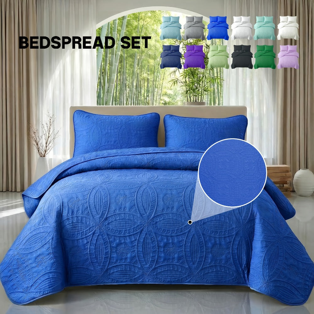 Quilt Set Bedspread with Pillowcases - Lightweight Microfiber Coverlet Twin Full Queen King, Soft Breathable Coin Pattern Comforter Set for Bedroom Dorm School
