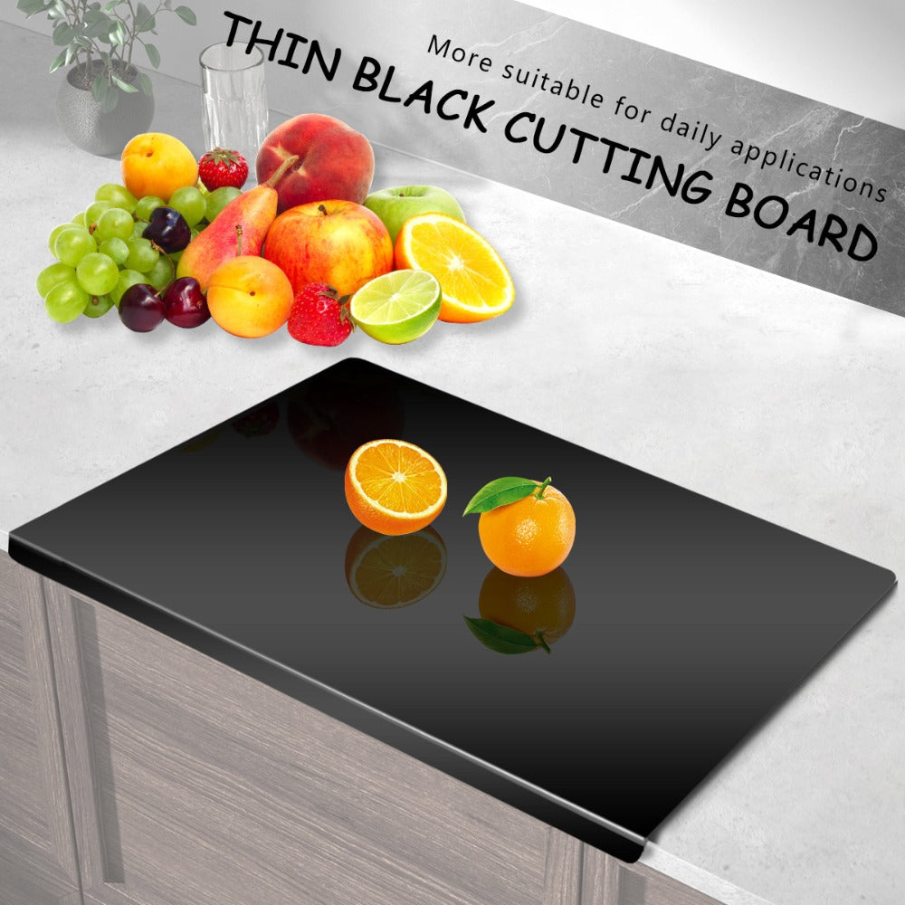Acrylic Cutting Board with Counter Lip - BPA-Free Food-Safe Clear & Black Kitchen Chopping Board 60% Thicker Non-Slip Countertop Protector for Home and Professional Use