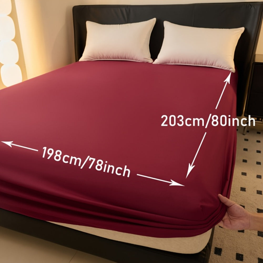 Waterproof Fitted Sheet Soft Breathable Mattress Cover Solid Color Deep Pocket Bed Sheet for Bedroom Guest Room Dorm Twin Full Queen King