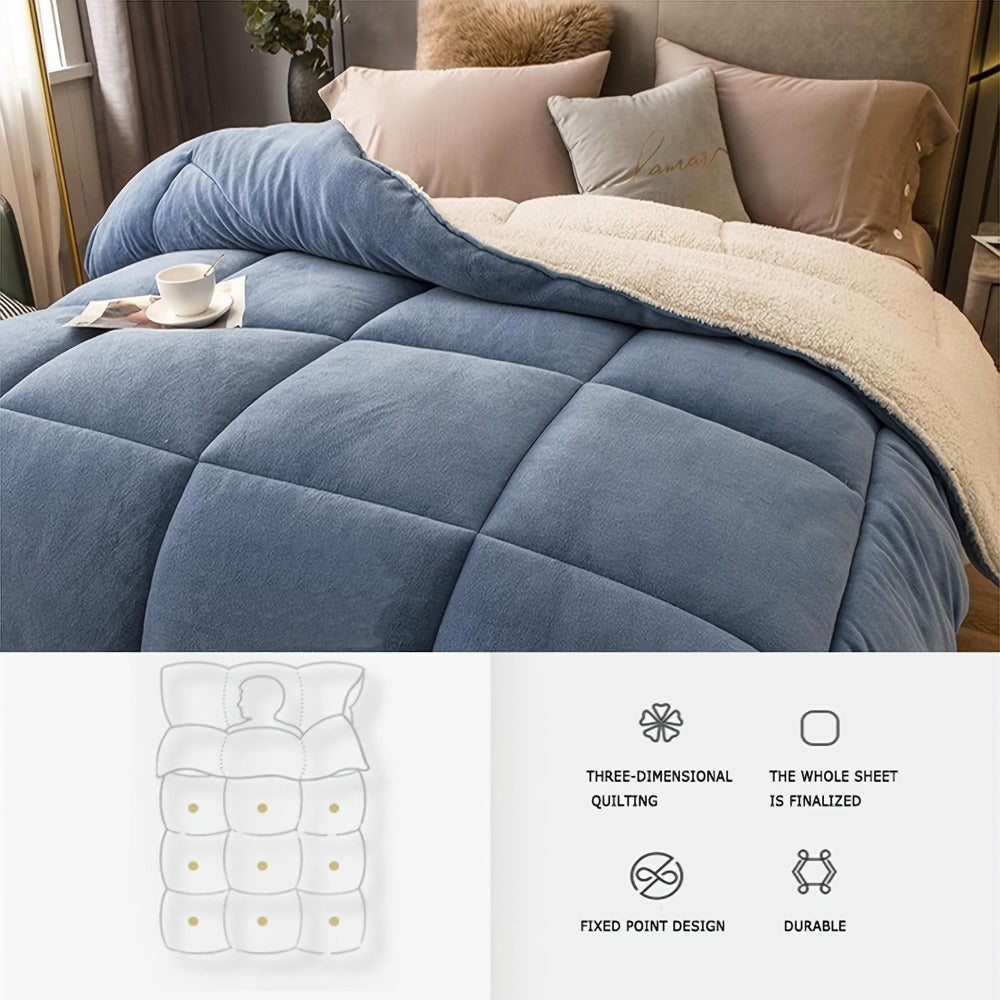 Sherpa Fleece Comforter Set Extra Thick Plush Microfiber Reversible Soft Warm Luxury Bed Blanket Twin XL Full Queen King 10 Colors Lightweight Cozy Bedding