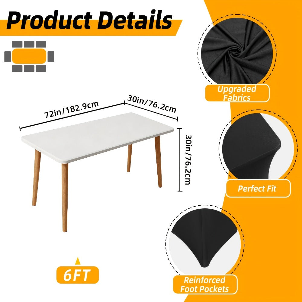6 Pack Spandex Table Covers for 6ft Rectangular Tables ¨C Fitted Stretch Tablecloths Wrinkle Resistant Washable Reusable for Wedding Party Banquet