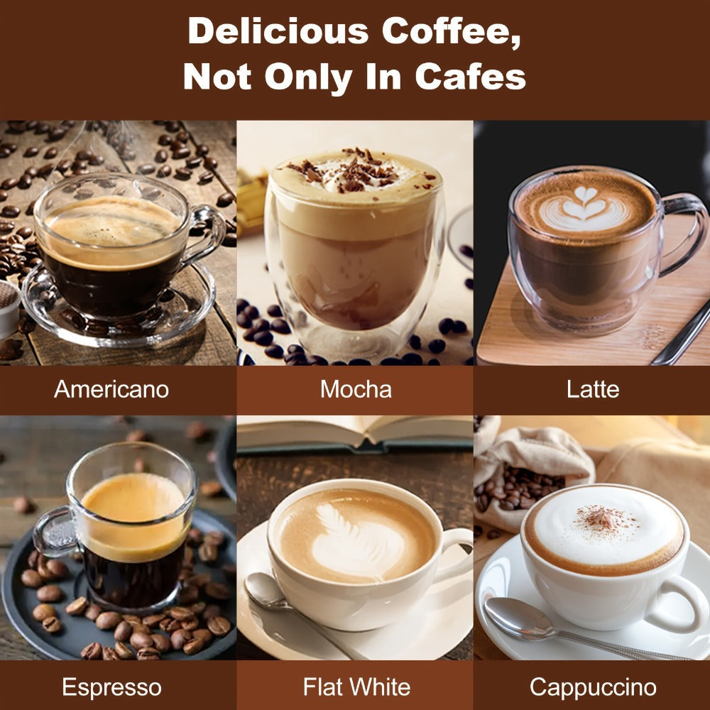 20 Bar Espresso Machine 950W ¨C Stainless Steel Espresso & Cappuccino Latte Maker with Steam Wand Milk Frother, 49.03oz Water Tank, ESE Pod Filter, Home Barista Coffee Machine ¨C Black, Pressure Gauge