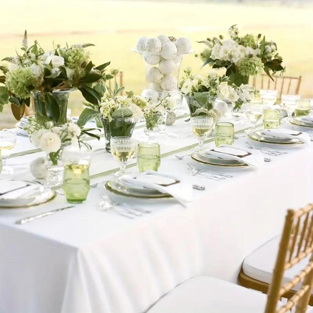 10-Pack White Rectangular Tablecloths 60x102 Inch - Washable Banquet Table Covers for Weddings, Parties & Events