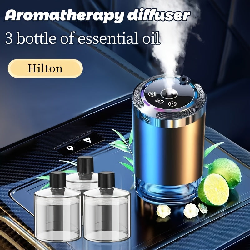 Car Aroma Diffuser Set with 3 Essential Oil Bottles ¨C Odor Eliminator for Auto Interior, Perfect Gift for Women & Office Workers