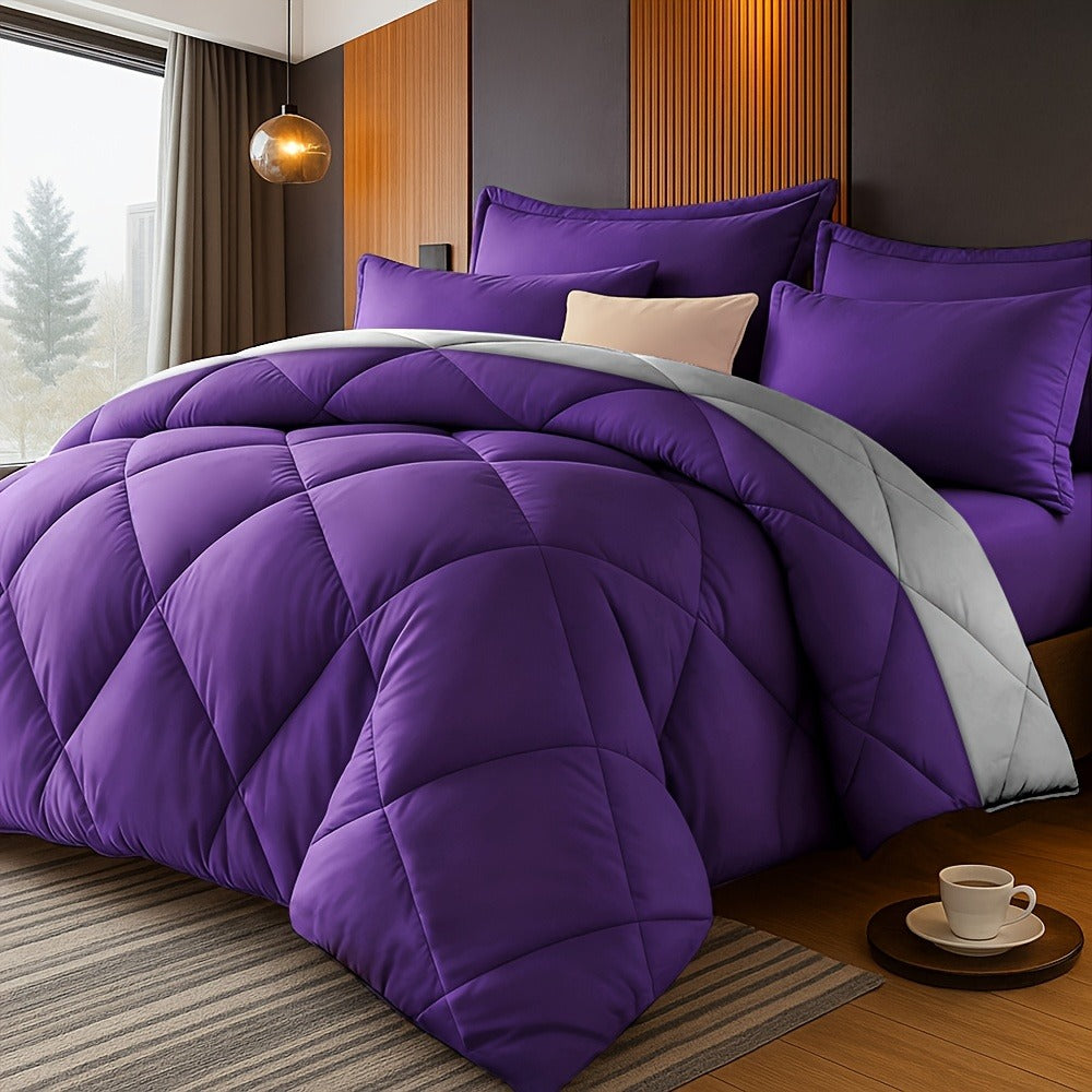 Comforter Set 2/3 Piece - Diamond Grid Quilted Down Alternative Comforter with Pillowcases, Soft Microfiber Breathable All Season Bedding Set, Twin Queen King, Multiple Colors