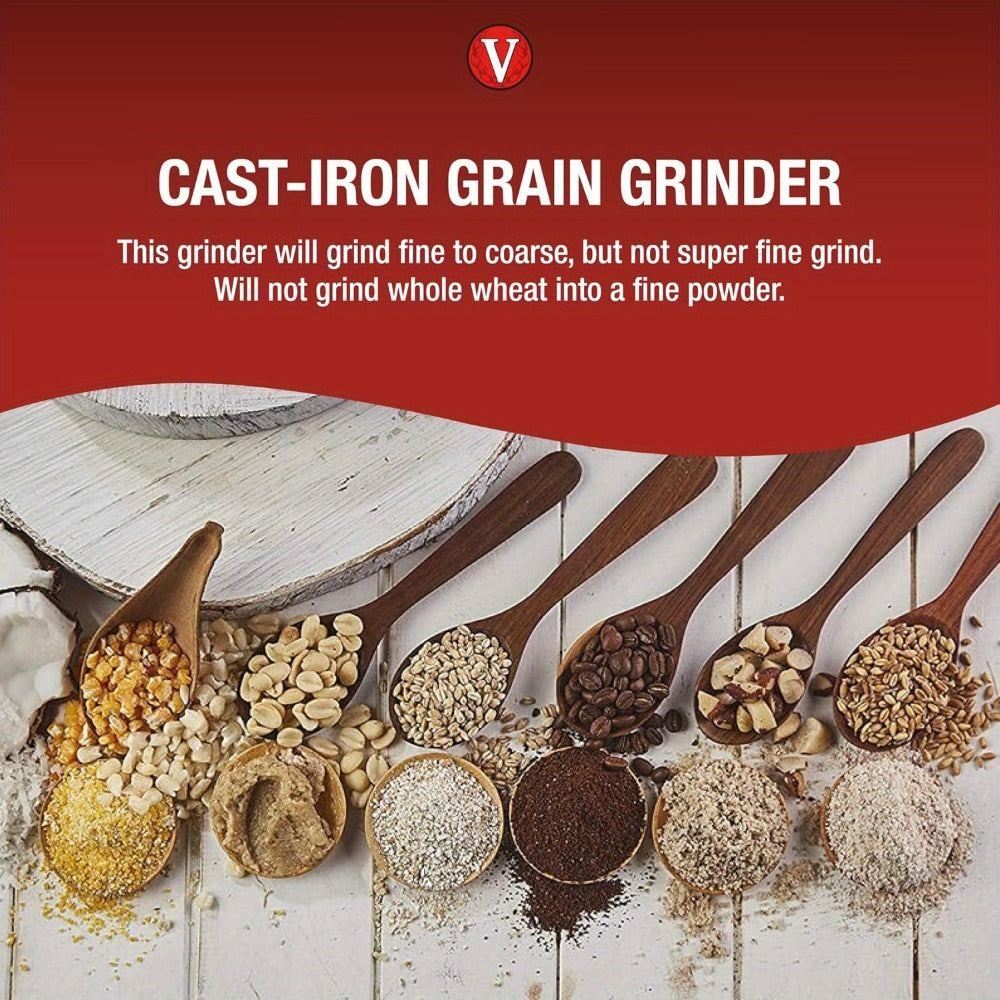 Manual Grain Grinder Mill - Cast Iron Hand Crank Grain Mill with High Hopper, Adjustable Coarse Fine Grinding, Table Clamp Mount, for Corn Wheat Barley Coffee Spices Nuts - Home Brewing & Kitchen Use